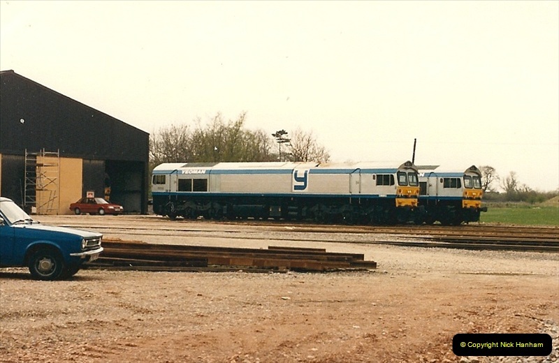 1986-05-18 New class 59s @ Foster Yeomans depot in Somerset.  (1)0171
