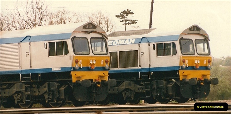 1986-05-18 New class 59s @ Foster Yeomans depot in Somerset.  (3)0173