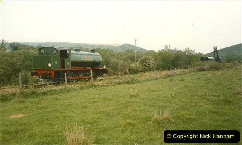 1990-05-19-Making-progress-to-Corfe-Castle-driving-NCB-Whiston-on-a-works-train.-1-112