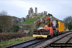 2022-01-07-Corfe-Castle-Norden.-27-Setting-up-for-track-replacement-work-at-CC.-027