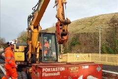 2022-01-07-Corfe-Castle-Norden.-35-Setting-up-for-track-replacement-work-at-CC.-035