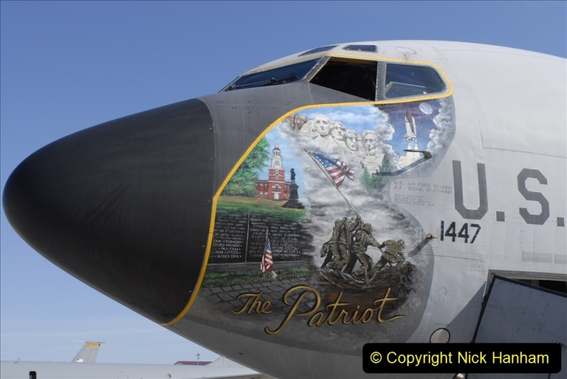 The unique nose art on painted this KC-135, tail number 71447 is about to go on permanent display.  Up until today the KC-135E had been assigned to the 185th ARW Iowa, Air National Guard. Today a flight crew from Tinker AFB is in Sioux City to fly the aging aircraft to Davis-Monthan AFB in Tucson, AZ where the aircraft and the nose art will most likely be retired. The Sioux City, Iowa based 185th ARW is on track to convert to the newer KC-135 R model during this calendar year.
USAF Photo by: MSGT Vincent De Groot