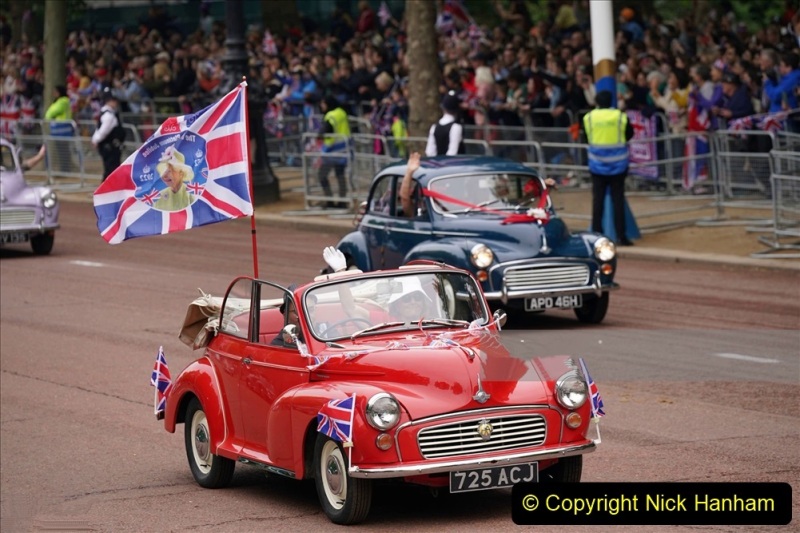 Vintage cars during the Platinum Jubilee Pageant in front of Buckingham Palace, London, on day four of the Platinum Jubilee celebrations. Picture date: Sunday June 5, 2022. (Photo by Yui Mok/PA Images via Getty Images)