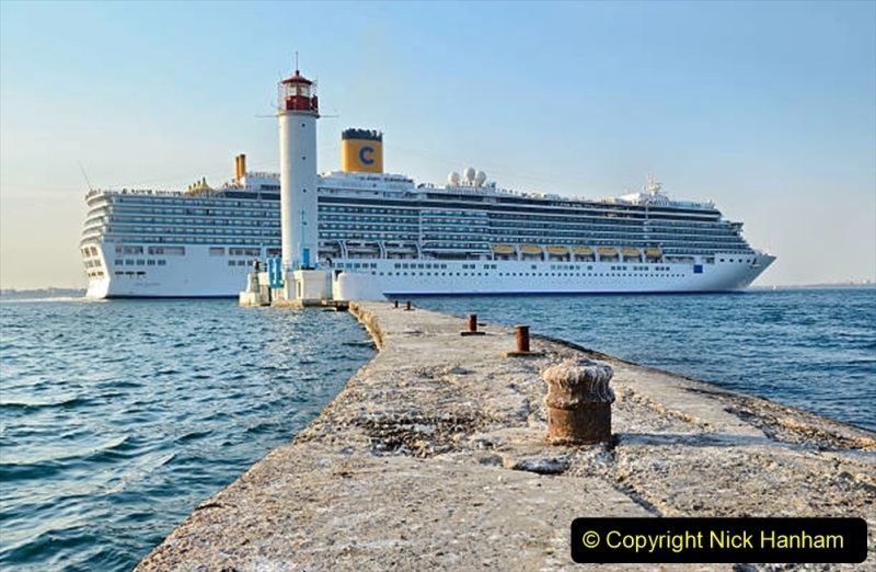 Odessa, Ukraine, August 23, 2013. Cruise ship Costa Deliziosa sailing from Odessa sea port.