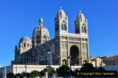 Domes of Cathedral de la Major - church and landmark in Marseille, France.