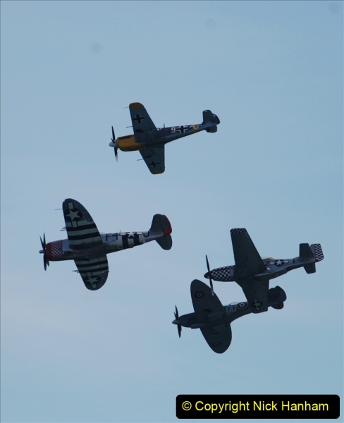 2019-08-30 Bournemouth Air Festival 2019. (166) Warbird Fighters. Spitfire - Mustang - Republic P-47D Thunderbolt - Hispano Buchon. 166