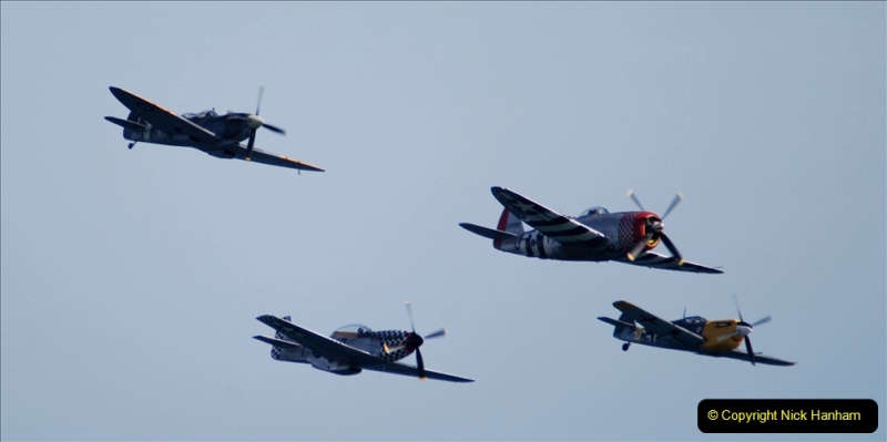 2019-08-30 Bournemouth Air Festival 2019. (177) Warbird Fighters. Spitfire - Mustang - Republic P-47D Thunderbolt - Hispano Buchon. 177
