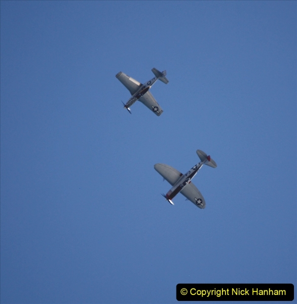 2019-08-30 Bournemouth Air Festival 2019. (201) Warbird Fighters. Spitfire - Mustang - Republic P-47D Thunderbolt - Hispano Buchon. 201
