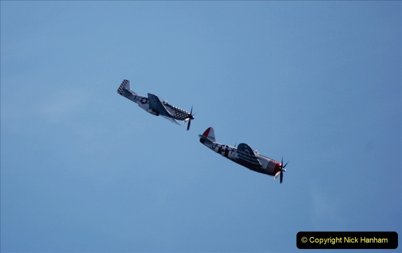 2019-08-30 Bournemouth Air Festival 2019. (202) Warbird Fighters. Spitfire - Mustang - Republic P-47D Thunderbolt - Hispano Buchon. 202