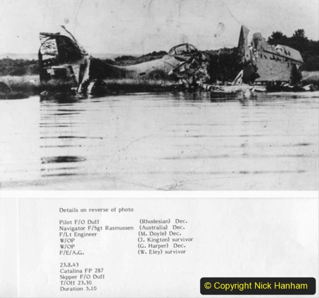 BEAMISH COLLECTION
Wreckage of crashed Catalina FP287.
Details of crew.
23/8/43