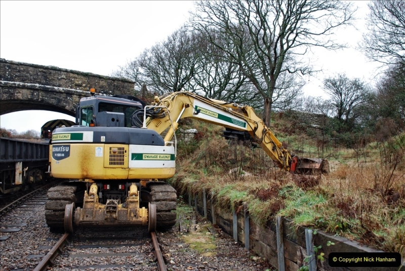 2022-01-11 Corfe Castle station track renewal. DAY 2 Spoil dump and track work. (100) 100