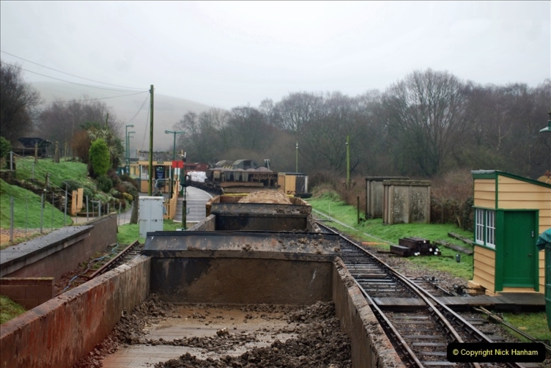 2022-01-11 Corfe Castle station track renewal. DAY 2 Spoil dump and track work. (116) 116
