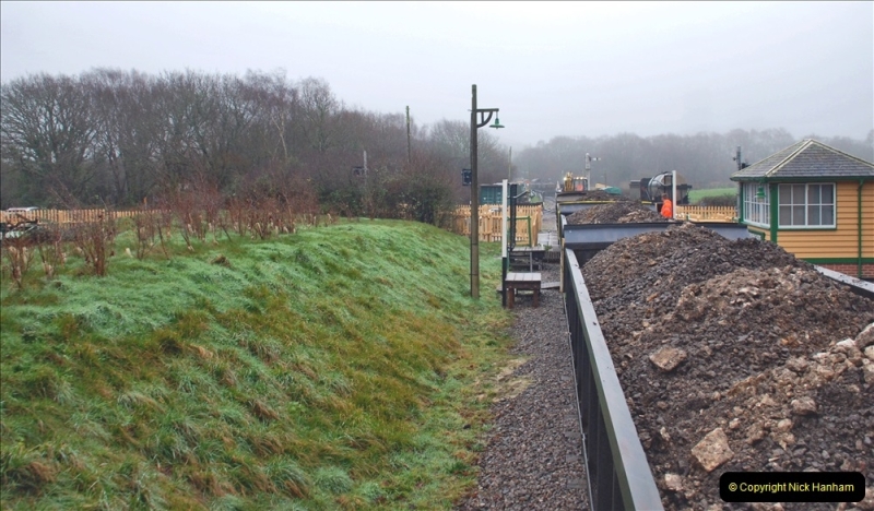 2022-01-11 Corfe Castle station track renewal. DAY 2 Spoil dump and track work. (13) 013