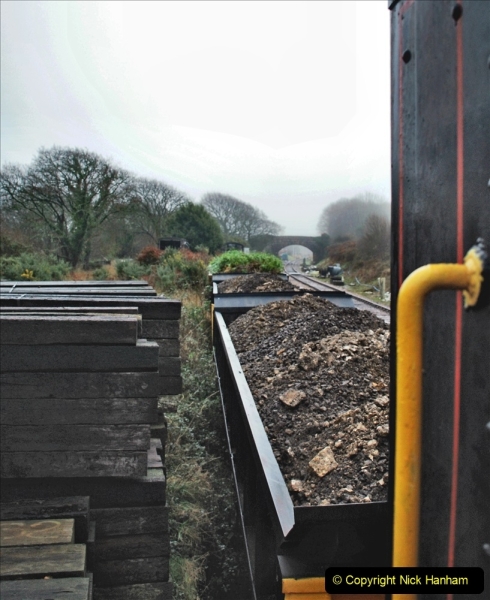 2022-01-11 Corfe Castle station track renewal. DAY 2 Spoil dump and track work. (15) 015