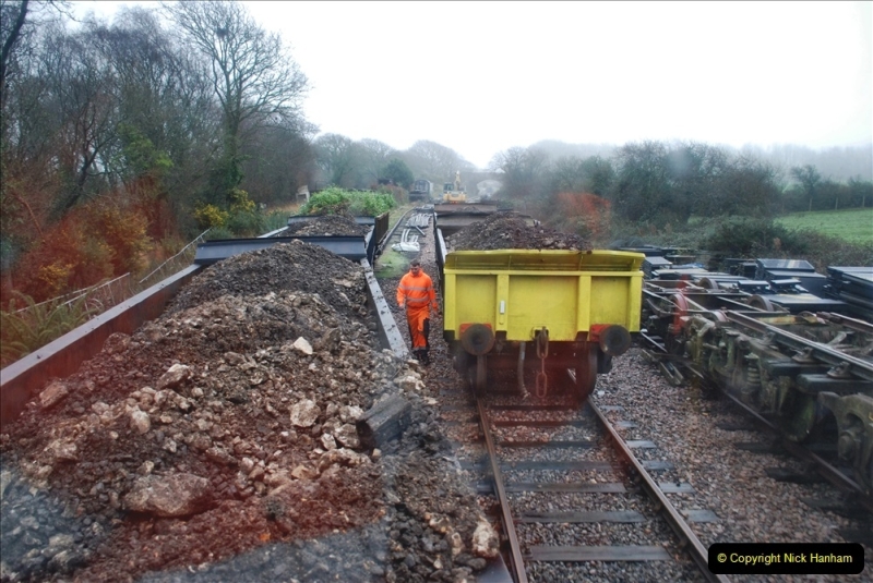 2022-01-11 Corfe Castle station track renewal. DAY 2 Spoil dump and track work. (16) 016