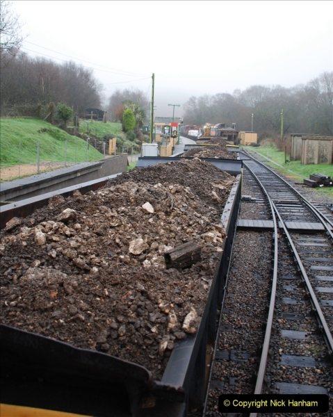 2022-01-11 Corfe Castle station track renewal. DAY 2 Spoil dump and track work. (7) 007