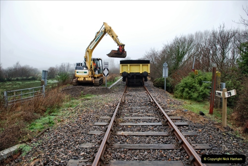 2022-01-11 Corfe Castle station track renewal. DAY 2 Spoil dump and track work. (72) 072