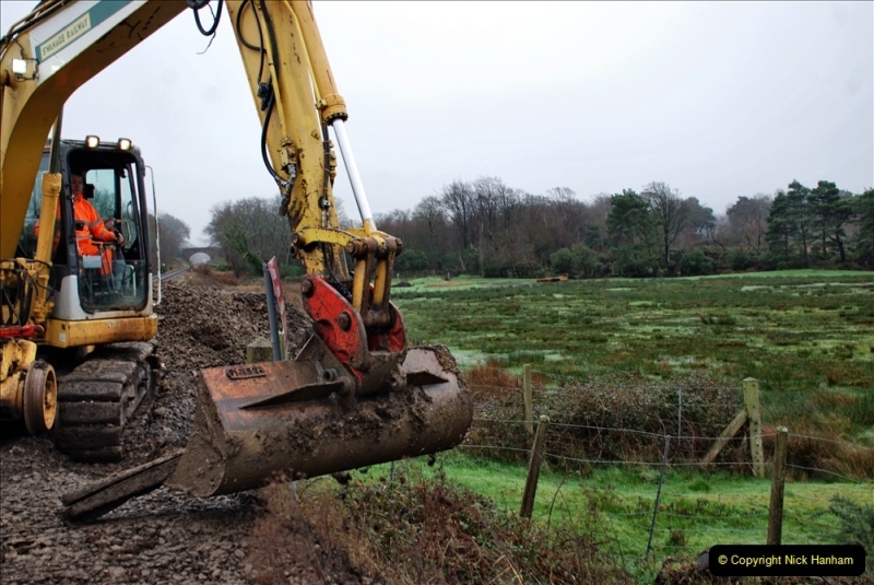 2022-01-11 Corfe Castle station track renewal. DAY 2 Spoil dump and track work. (90) 090