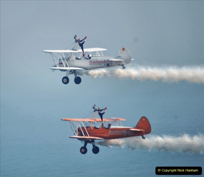2021-09-03 Bournemouth Air Show Pictures AIR. (158) AeroSuperBatics Wing walkers - Boeing Steraman. 158