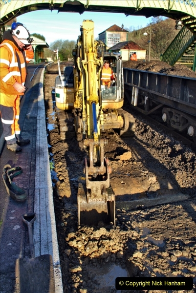 2022-01-12 Corfe Castle station track renewal DAY 3. (22) 022
