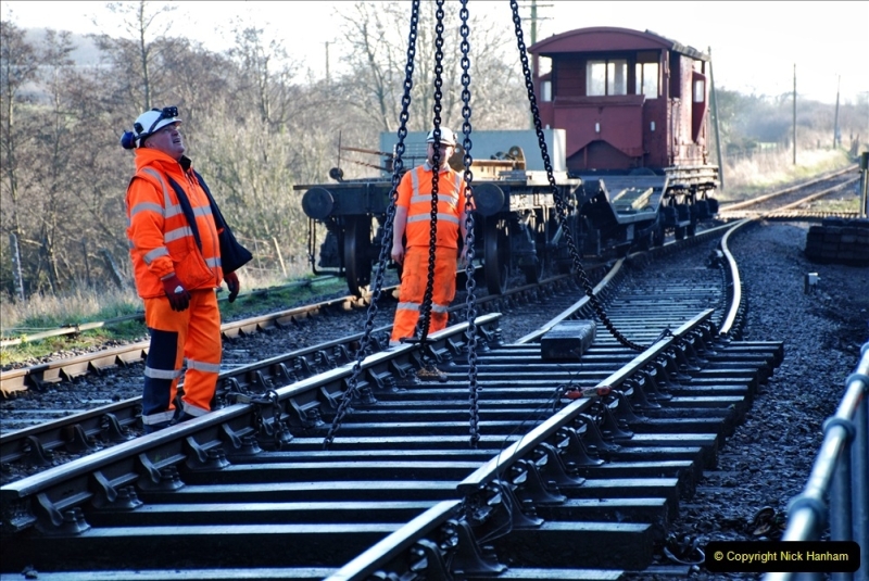 2022-01-14 Corfe Castle station track renewal DAY 5. (119)  Track gang of years past. 119