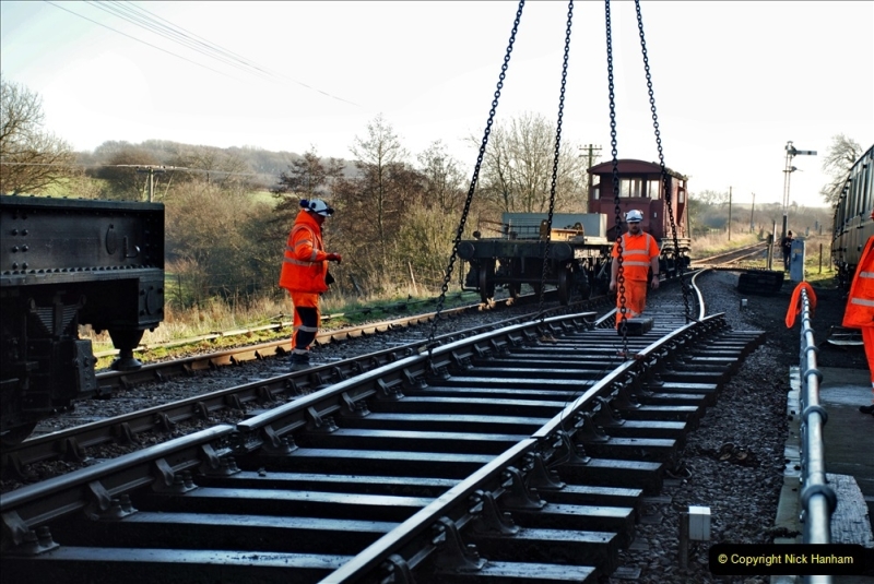 2022-01-14 Corfe Castle station track renewal DAY 5. (120)  Track gang of years past. 120
