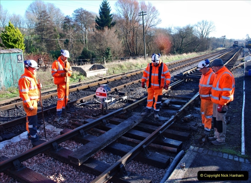2022-01-14 Corfe Castle station track renewal DAY 5. (142)  Track gang of years past. 142