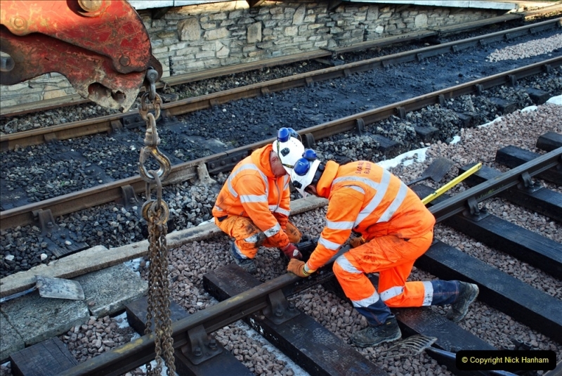 2022-01-14 Corfe Castle station track renewal DAY 5. (204)  Track gang of years past. 204