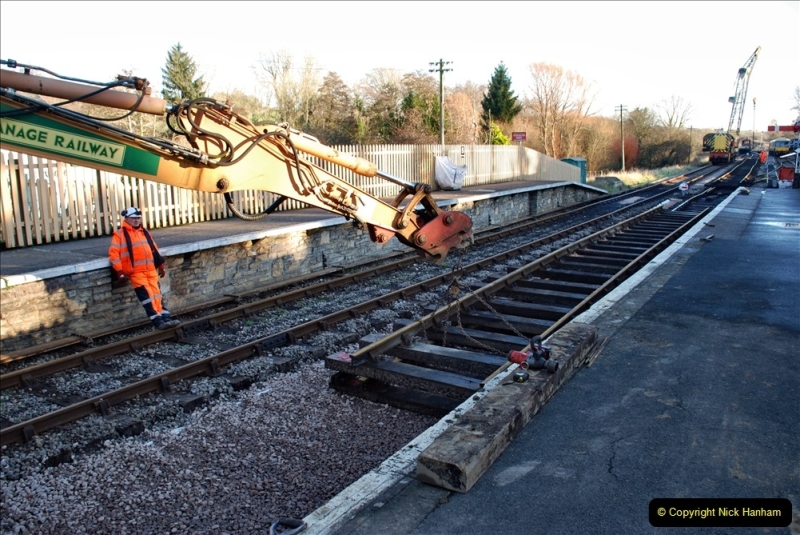 2022-01-14 Corfe Castle station track renewal DAY 5. (228)  Track gang of years past. 228