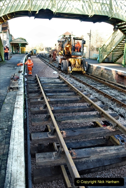 2022-01-14 Corfe Castle station track renewal DAY 5. (231)  Track gang of years past. 231