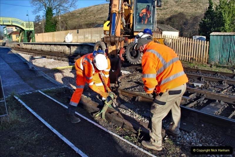 2022-01-14 Corfe Castle station track renewal DAY 5. (51)  Track gang of years past. 051