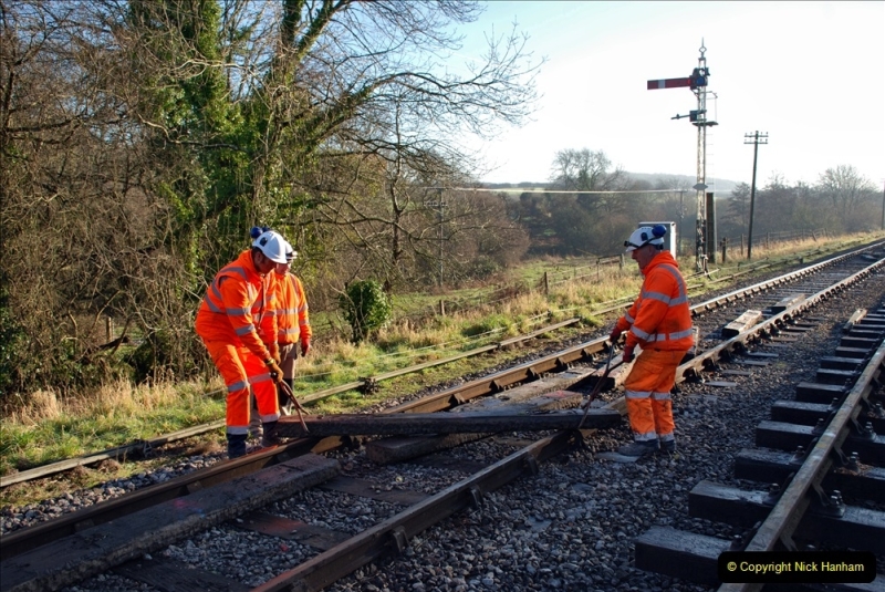 2022-01-14 Corfe Castle station track renewal DAY 5. (60)  Track gang of years past. 060
