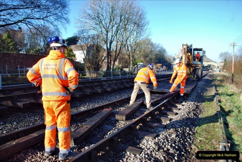 2022-01-14 Corfe Castle station track renewal DAY 5. (62)  Track gang of years past. 062