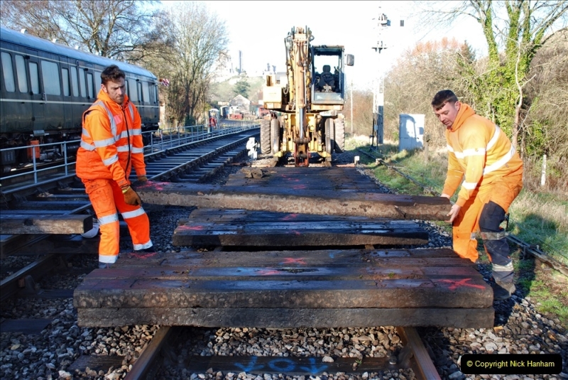 2022-01-14 Corfe Castle station track renewal DAY 5. (66)  Track gang of years past. 066