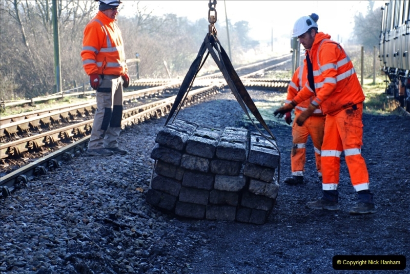 2022-01-14 Corfe Castle station track renewal DAY 5. (79)  Track gang of years past. 079