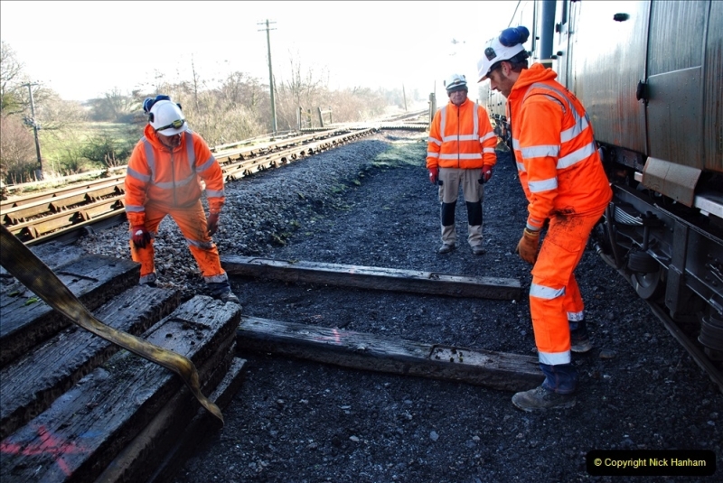 2022-01-14 Corfe Castle station track renewal DAY 5. (81)  Track gang of years past. 081