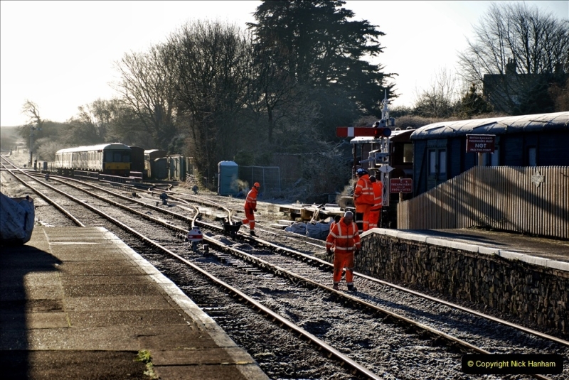 2022-01-21 Corfe Castle station track renewal DAY 10 final day. (21) 021
