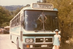 1980. Summer in Corfu. Your Host's Wife ready to board a local bus. (2)022