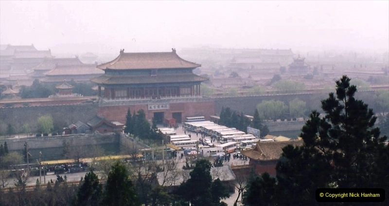 China 1993 April. (80) in Jingshan park. View of the Imperial Palace or the Forbidden City. 080