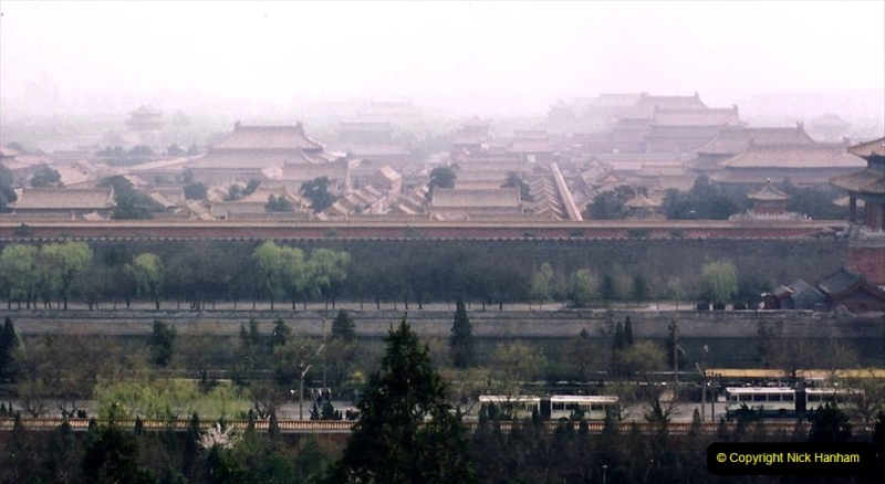 China 1993 April. (82) in Jingshan park. View of the Imperial Palace or the Forbidden City. 082