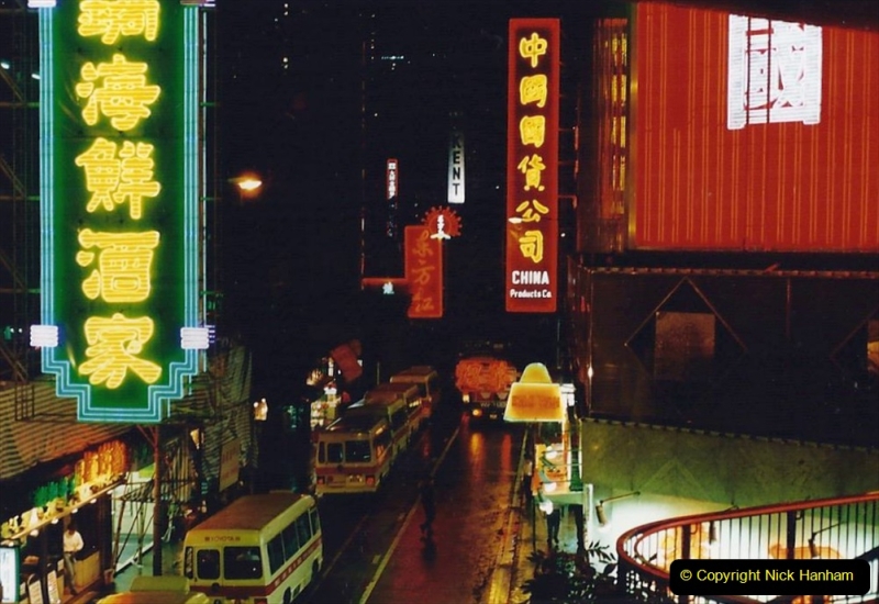China 1993 April China into Hong Kong. (128) Hong Kong at night. 128