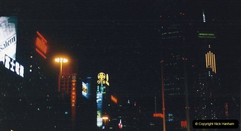 China 1993 April China into Hong Kong. (135) Hong Kong at night. 135