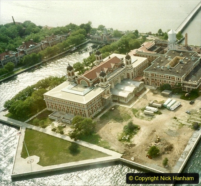 2019-11-10 New York. (212) Ariel view of Ellis Island from our 1990 helecopter flighr over NY. 212