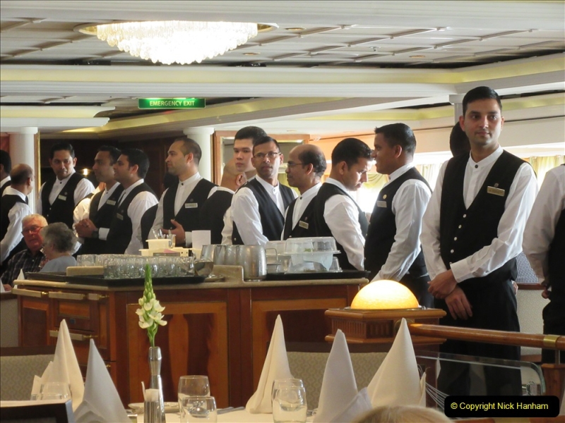 2019 June 28 to 05 July P&) MV Orian France, Spain and Guernsey. (47) All the waiters sing to us. 47