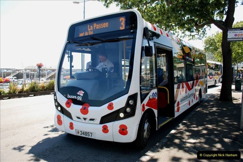 2019 June 28 to 05 July P&O MV Oriana France, Spain and Guernsey. (137) Guernsey CI. The Poppy Bus. 137