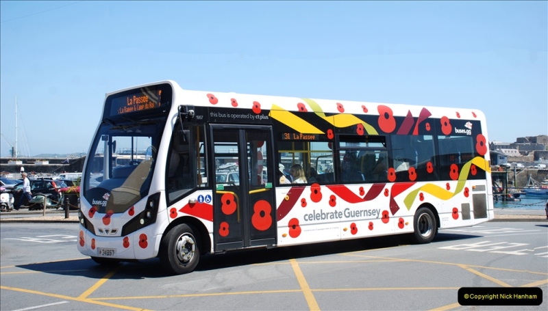 2019 June 28 to 05 July P&O MV Oriana France, Spain and Guernsey. (138) Guernsey CI. The Poppy Bus. 138