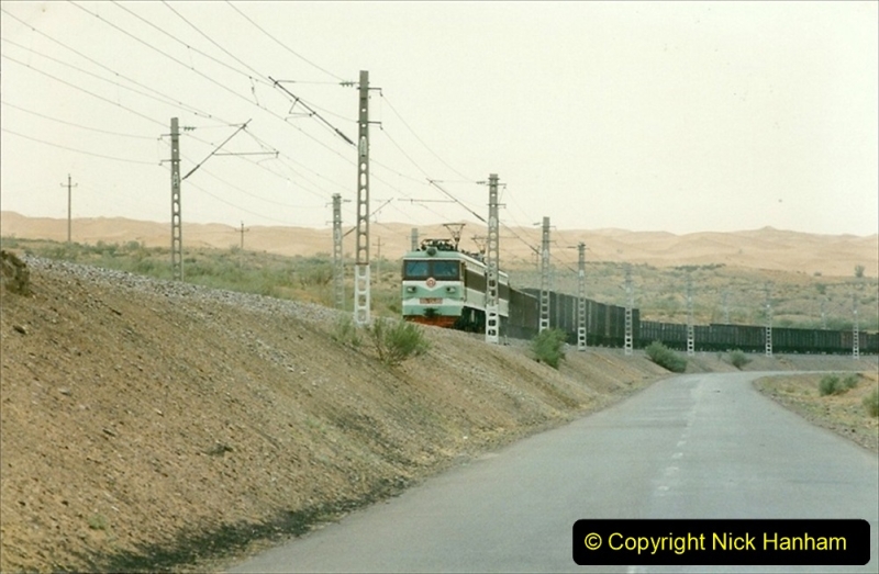 Pakistan and China 1996 June. (81) On the BIG Hill outside Zhongwei now electric.  081