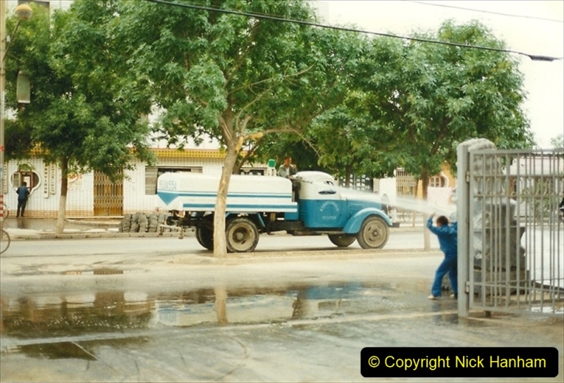 Pakistan and China 1996 June. (99) Zhongwei. Street cleaning.099