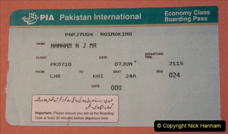Pakistan and China 1996 June. (3) London to Karachi. 003