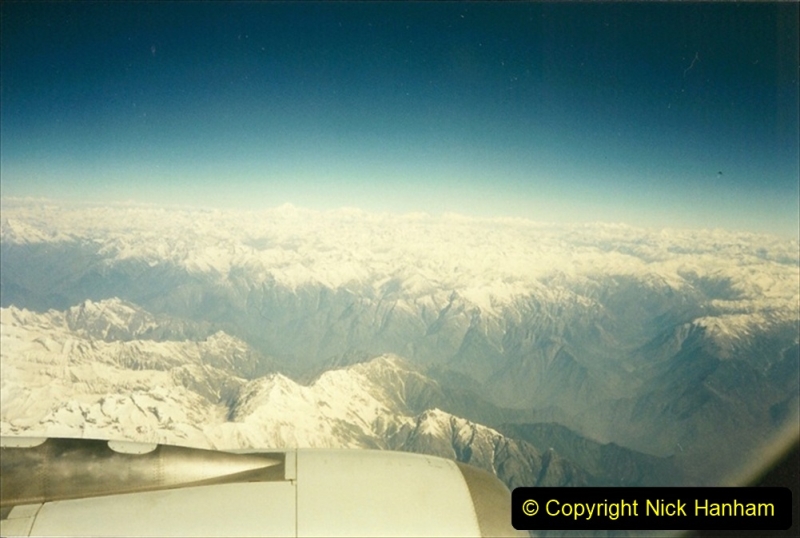Pakistan and China 1996 June. (62) Karachi to Beijing. Mount Everest in the distance.062